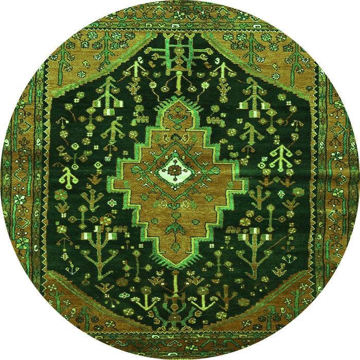 Machine Washable Medallion Green Traditional Area Rugs, wshtr252grn