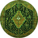 Machine Washable Medallion Green Traditional Area Rugs, wshtr252grn