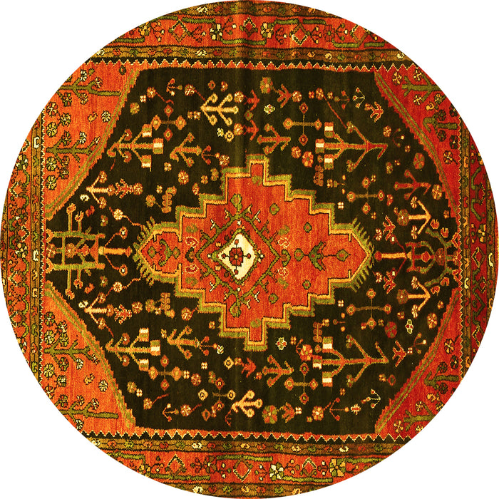 Round Medallion Yellow Traditional Rug, tr252yw