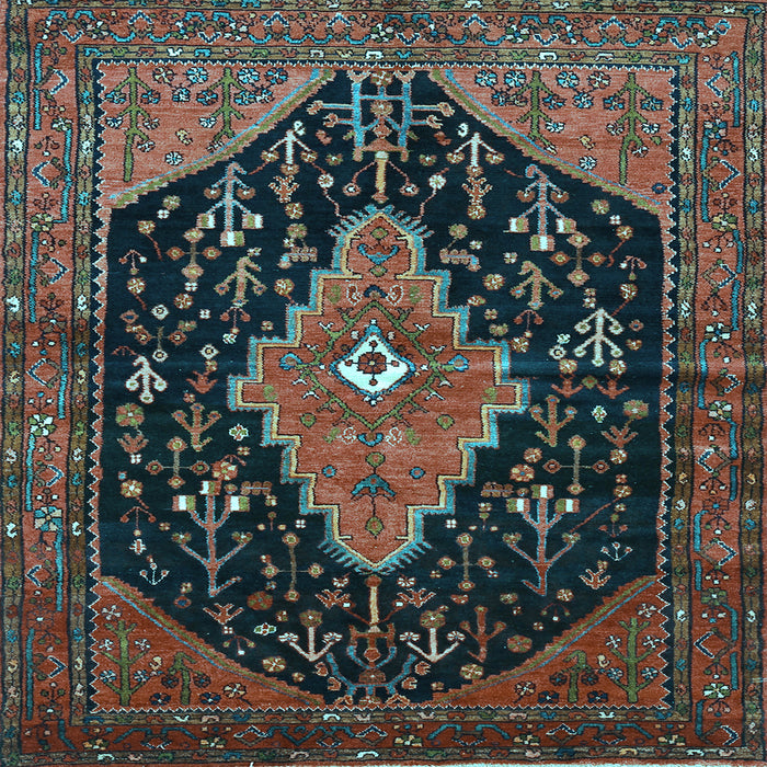 Square Medallion Light Blue Traditional Rug, tr252lblu