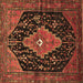 Square Machine Washable Medallion Brown Traditional Rug, wshtr252brn