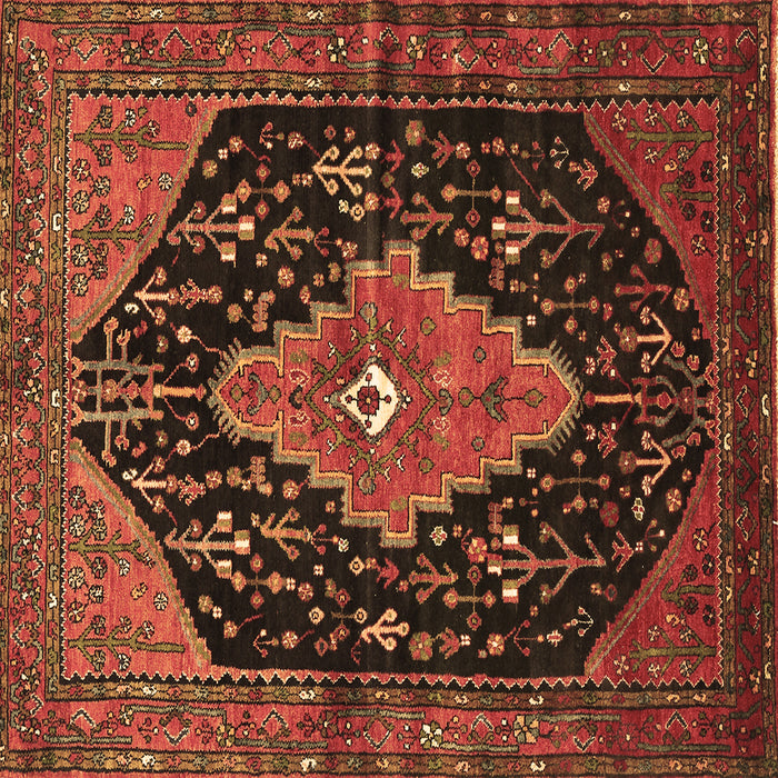Square Medallion Brown Traditional Rug, tr252brn