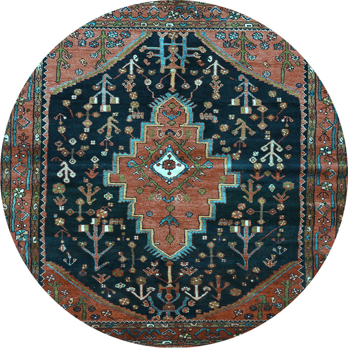 Round Medallion Light Blue Traditional Rug, tr252lblu