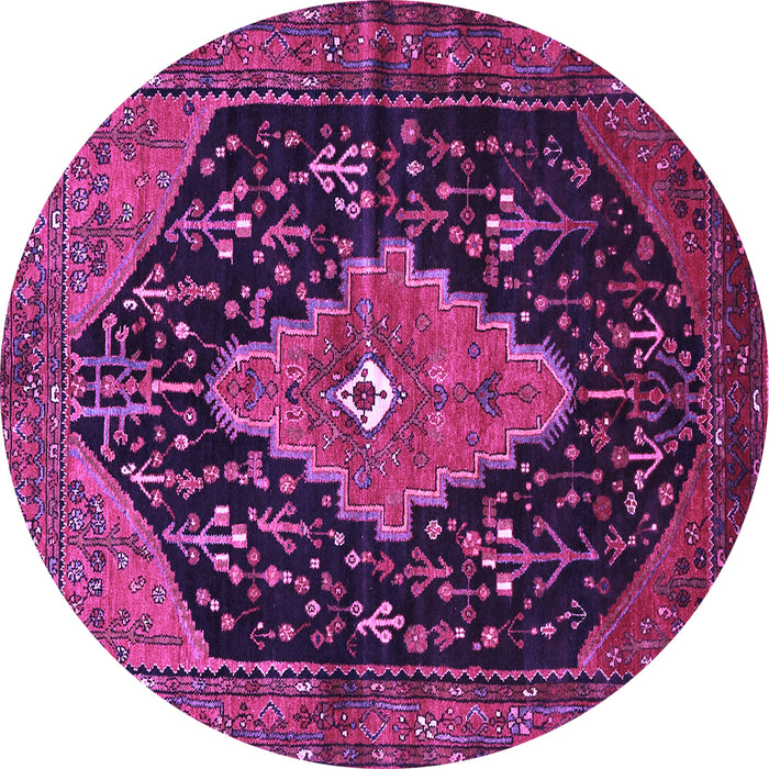 Round Medallion Purple Traditional Rug, tr252pur