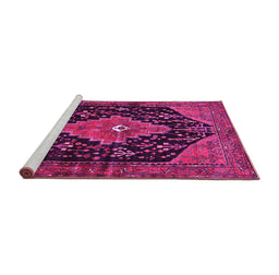 Sideview of Machine Washable Medallion Pink Traditional Rug, wshtr252pnk