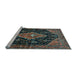 Sideview of Machine Washable Medallion Light Blue Traditional Rug, wshtr252lblu