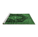 Sideview of Machine Washable Medallion Emerald Green Traditional Area Rugs, wshtr252emgrn