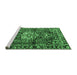 Sideview of Machine Washable Persian Emerald Green Traditional Area Rugs, wshtr2530emgrn