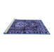 Sideview of Machine Washable Persian Blue Traditional Rug, wshtr2530blu