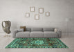 Machine Washable Persian Turquoise Traditional Area Rugs in a Living Room,, wshtr2530turq