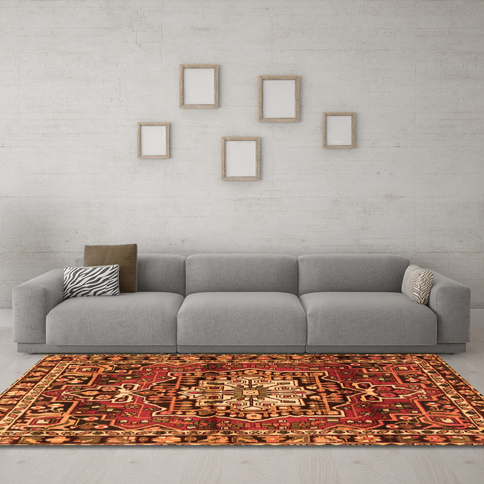 Machine Washable Persian Orange Traditional Area Rugs in a Living Room, wshtr2530org