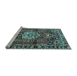 Sideview of Machine Washable Persian Light Blue Traditional Rug, wshtr2530lblu