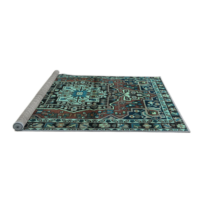 Sideview of Machine Washable Persian Light Blue Traditional Rug, wshtr2530lblu