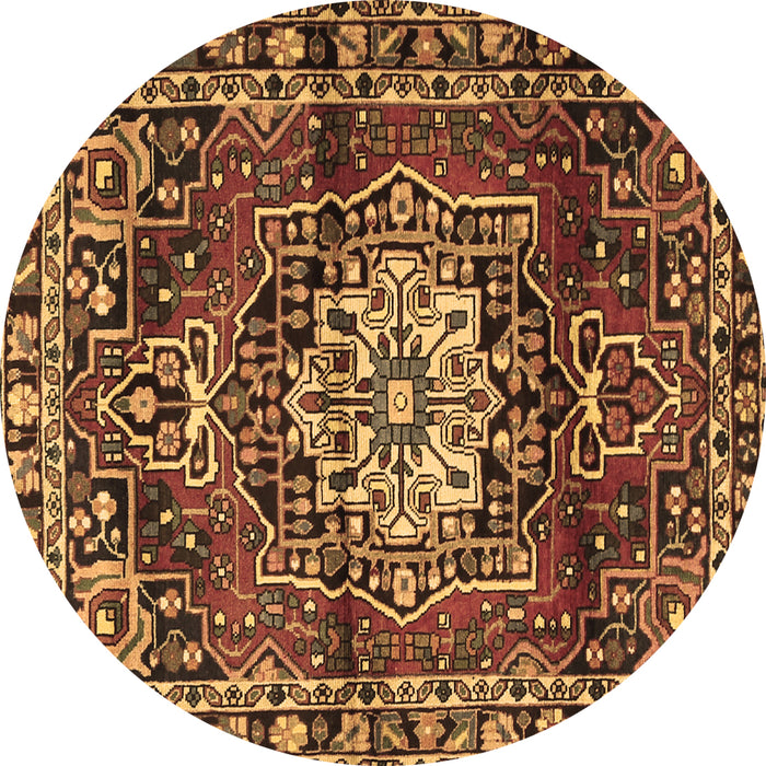 Round Persian Brown Traditional Rug, tr2530brn