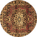 Round Persian Brown Traditional Rug, tr2530brn