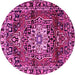 Round Machine Washable Persian Pink Traditional Rug, wshtr2530pnk