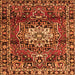 Round Machine Washable Persian Orange Traditional Area Rugs, wshtr2530org