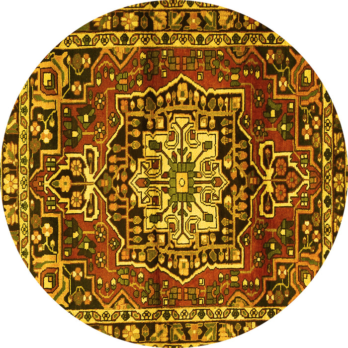 Round Persian Yellow Traditional Rug, tr2530yw