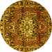 Round Persian Yellow Traditional Rug, tr2530yw