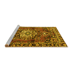 Sideview of Machine Washable Persian Yellow Traditional Rug, wshtr2530yw