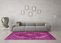 Machine Washable Persian Pink Traditional Rug, wshtr2531pnk