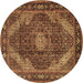 Round Persian Brown Traditional Rug, tr2531brn