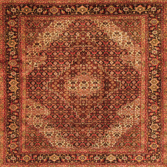 Round Machine Washable Persian Orange Traditional Area Rugs, wshtr2531org