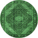 Round Persian Emerald Green Traditional Rug, tr2531emgrn