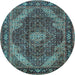 Round Persian Light Blue Traditional Rug, tr2531lblu