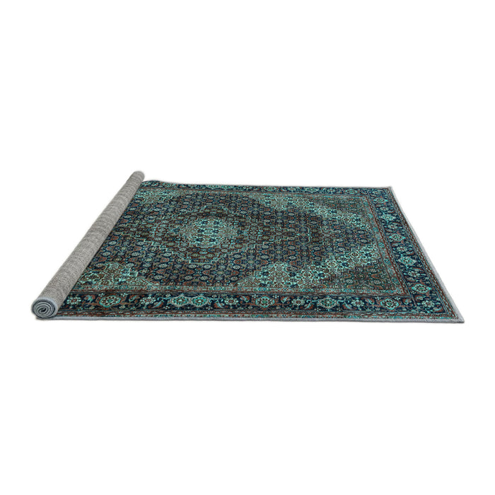 Sideview of Machine Washable Persian Light Blue Traditional Rug, wshtr2531lblu