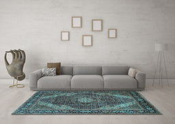 Machine Washable Persian Light Blue Traditional Rug in a Living Room, wshtr2531lblu