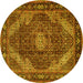 Round Persian Yellow Traditional Rug, tr2531yw