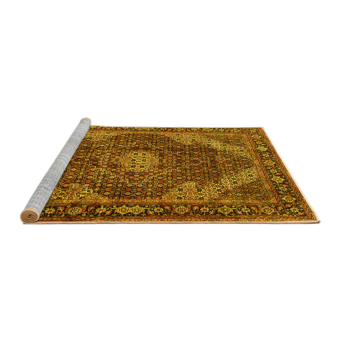 Sideview of Machine Washable Persian Yellow Traditional Rug, wshtr2531yw