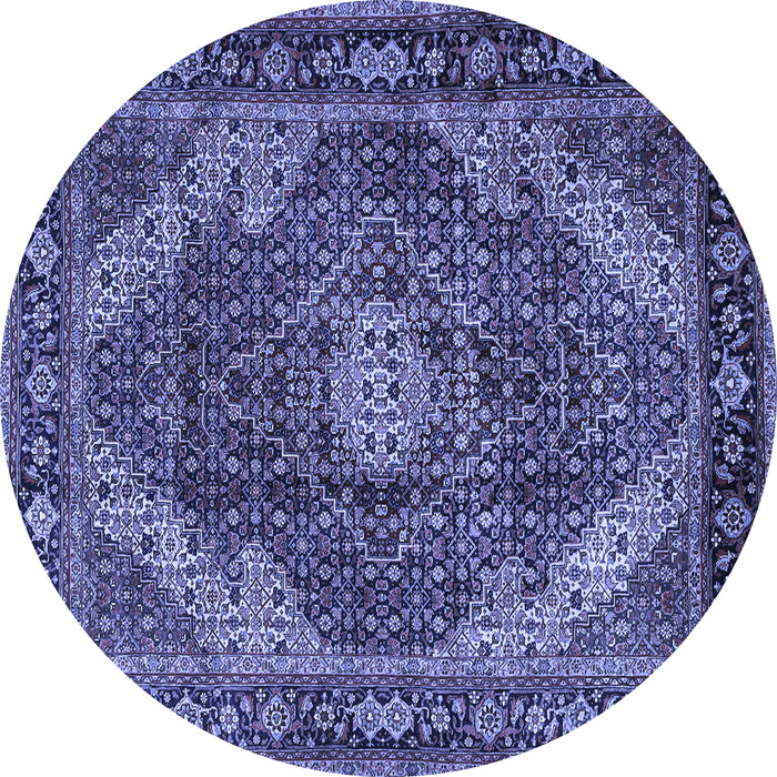 Round Machine Washable Persian Blue Traditional Rug, wshtr2531blu