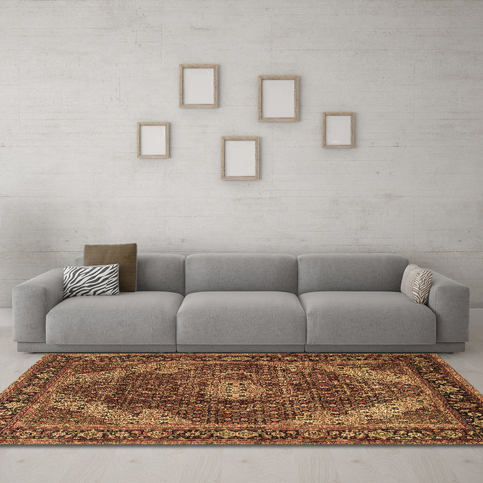 Machine Washable Persian Brown Traditional Rug in a Living Room,, wshtr2531brn