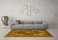 Machine Washable Persian Yellow Traditional Rug, wshtr2531yw