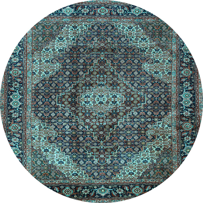 Round Machine Washable Persian Light Blue Traditional Rug, wshtr2531lblu