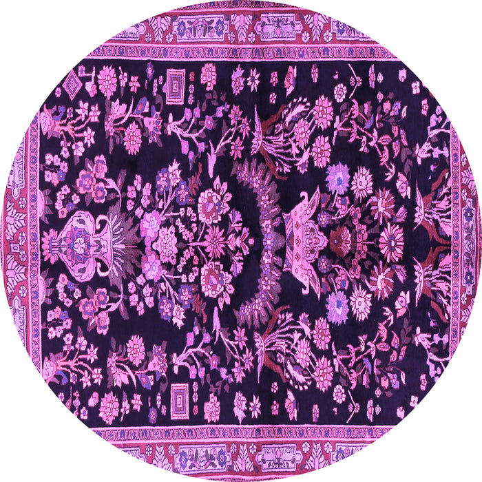 Round Machine Washable Animal Purple Traditional Area Rugs, wshtr2532pur