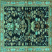 Square Animal Turquoise Traditional Rug, tr2532turq