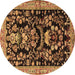 Round Machine Washable Animal Brown Traditional Rug, wshtr2532brn