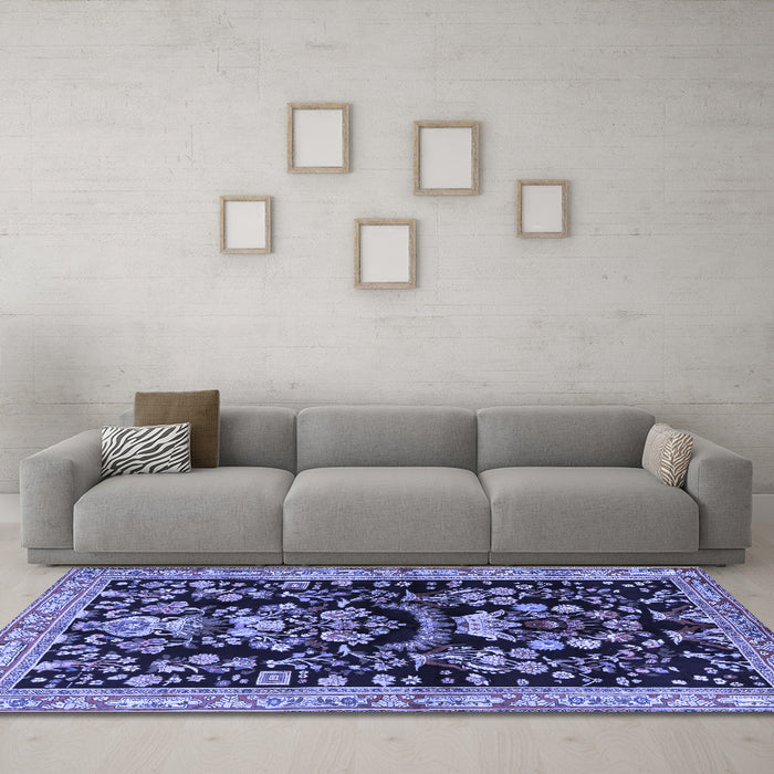 Machine Washable Animal Blue Traditional Rug in a Living Room, wshtr2532blu