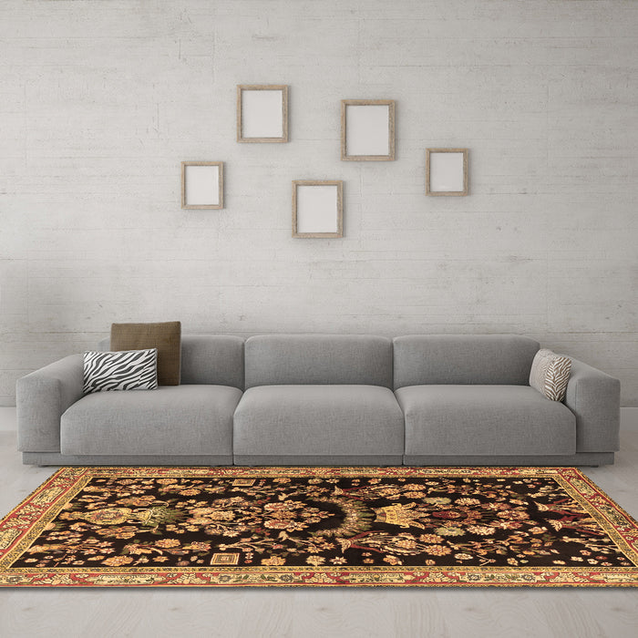 Machine Washable Animal Brown Traditional Rug in a Living Room,, wshtr2532brn