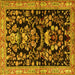 Square Animal Yellow Traditional Rug, tr2532yw