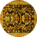 Round Machine Washable Animal Yellow Traditional Rug, wshtr2532yw