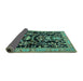 Sideview of Animal Turquoise Traditional Rug, tr2532turq