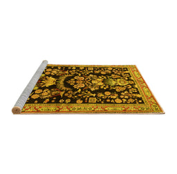 Sideview of Machine Washable Animal Yellow Traditional Rug, wshtr2532yw