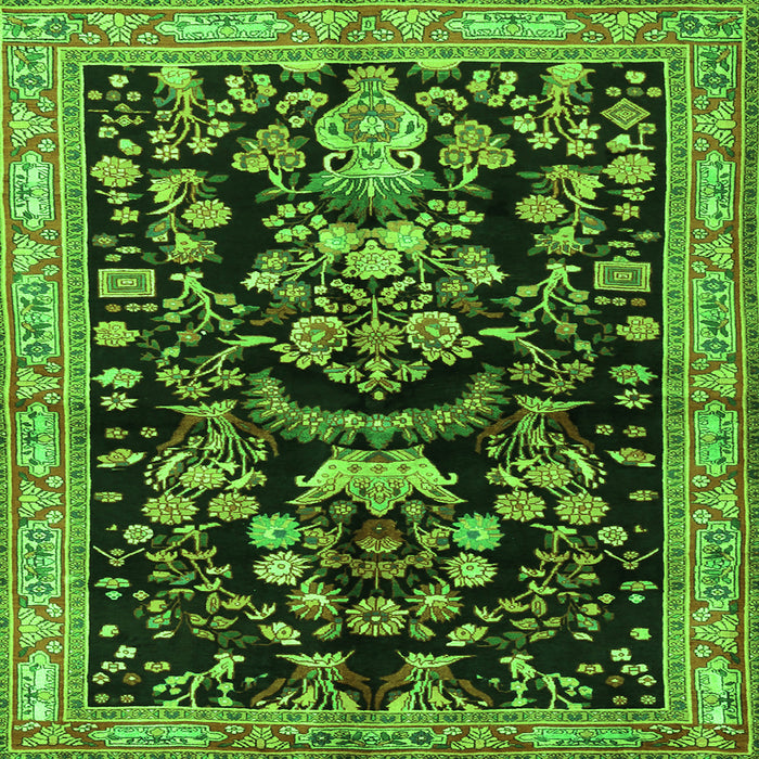 Round Machine Washable Animal Green Traditional Area Rugs, wshtr2532grn