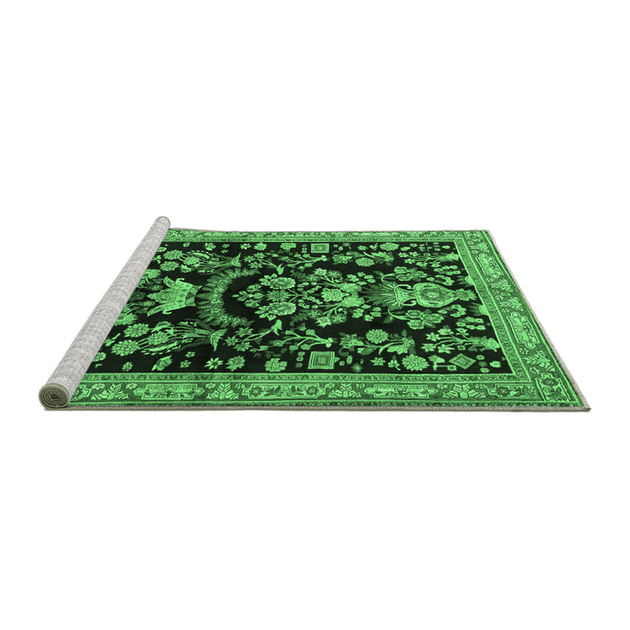 Sideview of Machine Washable Animal Emerald Green Traditional Area Rugs, wshtr2532emgrn