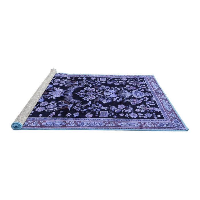 Sideview of Machine Washable Animal Blue Traditional Rug, wshtr2532blu