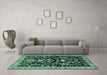 Machine Washable Animal Turquoise Traditional Area Rugs in a Living Room,, wshtr2532turq